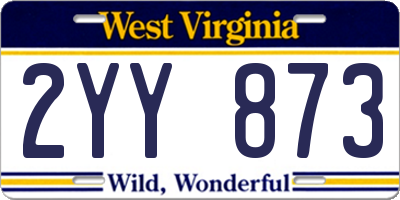 WV license plate 2YY873