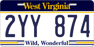 WV license plate 2YY874
