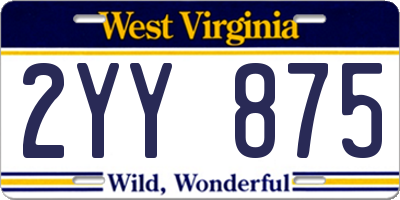 WV license plate 2YY875