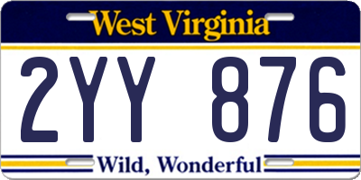 WV license plate 2YY876