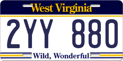 WV license plate 2YY880