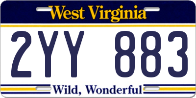 WV license plate 2YY883