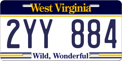WV license plate 2YY884