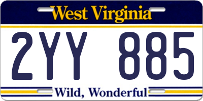WV license plate 2YY885