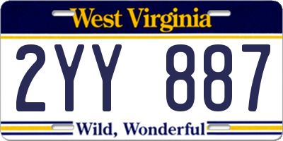 WV license plate 2YY887