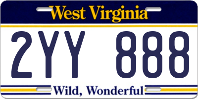 WV license plate 2YY888