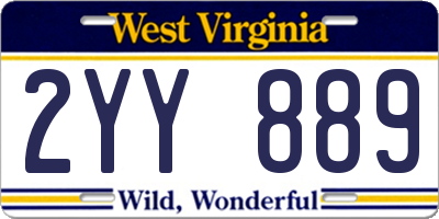WV license plate 2YY889