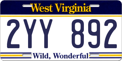 WV license plate 2YY892