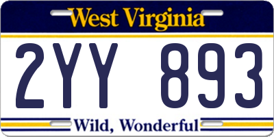 WV license plate 2YY893