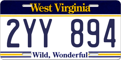 WV license plate 2YY894