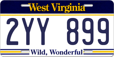 WV license plate 2YY899