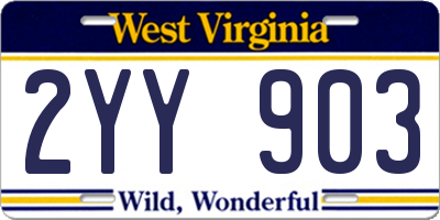 WV license plate 2YY903