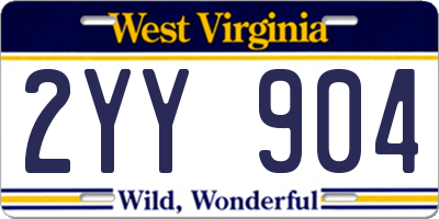 WV license plate 2YY904