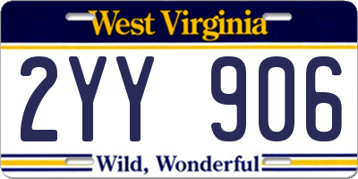 WV license plate 2YY906