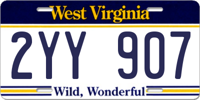 WV license plate 2YY907