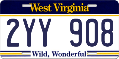 WV license plate 2YY908