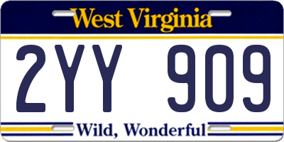 WV license plate 2YY909
