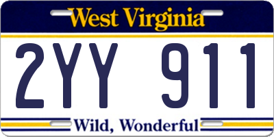 WV license plate 2YY911
