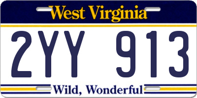 WV license plate 2YY913