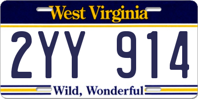 WV license plate 2YY914