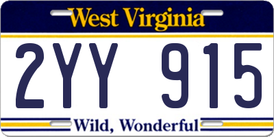 WV license plate 2YY915