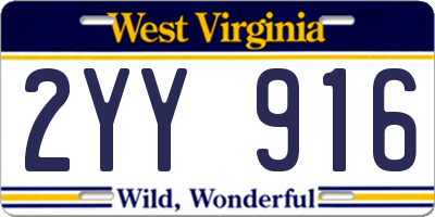 WV license plate 2YY916