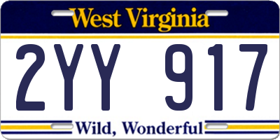 WV license plate 2YY917