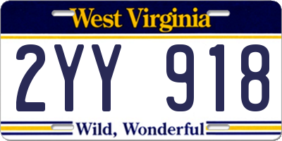 WV license plate 2YY918
