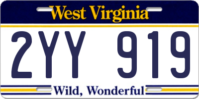 WV license plate 2YY919