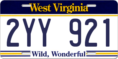 WV license plate 2YY921