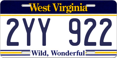 WV license plate 2YY922