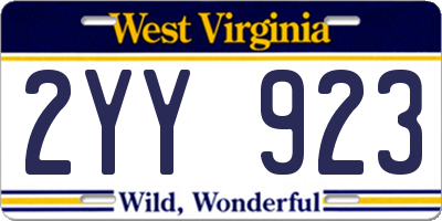 WV license plate 2YY923
