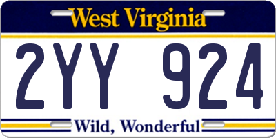 WV license plate 2YY924