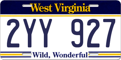 WV license plate 2YY927