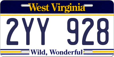 WV license plate 2YY928