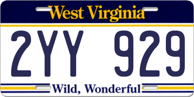 WV license plate 2YY929