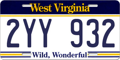 WV license plate 2YY932