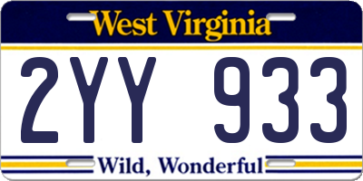WV license plate 2YY933