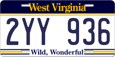 WV license plate 2YY936
