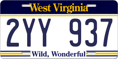 WV license plate 2YY937