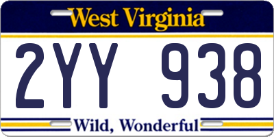 WV license plate 2YY938