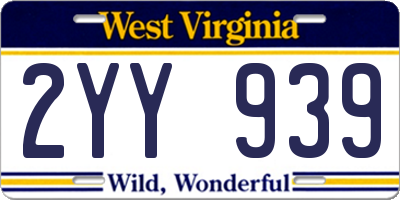 WV license plate 2YY939