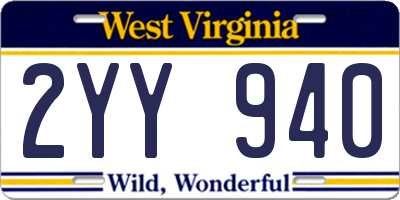 WV license plate 2YY940