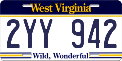 WV license plate 2YY942
