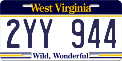 WV license plate 2YY944
