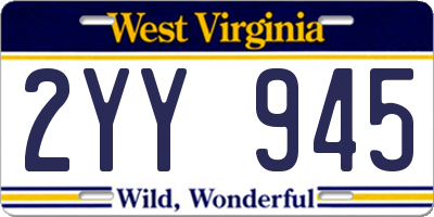 WV license plate 2YY945