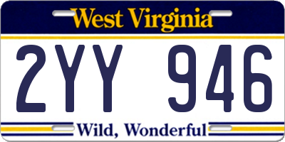 WV license plate 2YY946