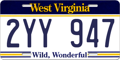 WV license plate 2YY947