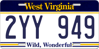 WV license plate 2YY949