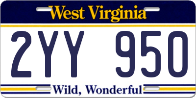 WV license plate 2YY950